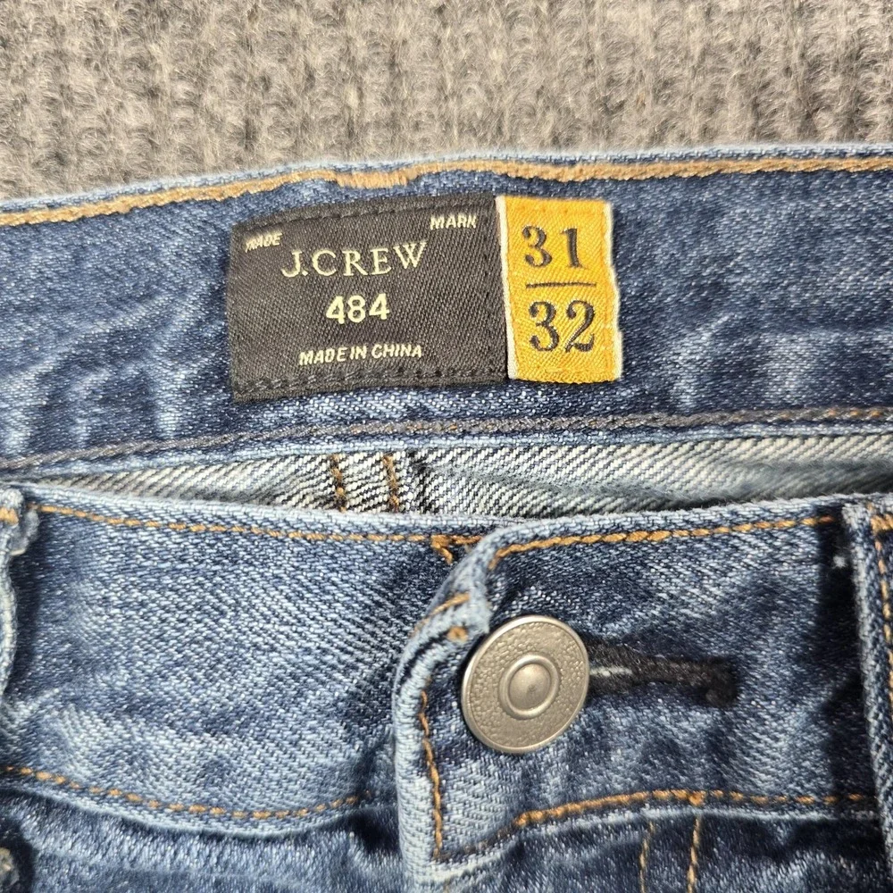 J.CREW 484 Jeans Mens 31x32 Blue Light Wash Straight Slim‎ Denim Zip Fly 30x30